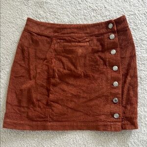 Aritzia Wilfred Free Rust Button-Down Corduroy Skirt Size 8 GUC